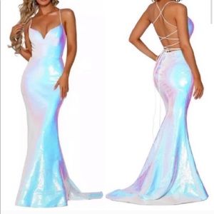 White Iridescent Sequin Dress